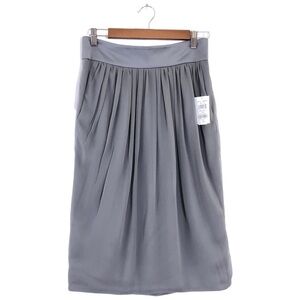 Giorgio Armani Black Label 100% Silk Dark Silver Side Stripe Side Pockets Skirt